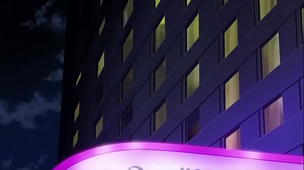 Busty young girl has sex with several guys in a hotel – hot orgy