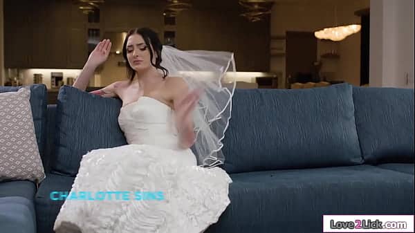 Busty petite bride is fingered by her big tits tattooed wife