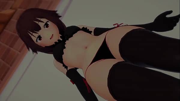 Megumin se pone su bikini para divertirse follando en la posada (versión adulta) (hentai)