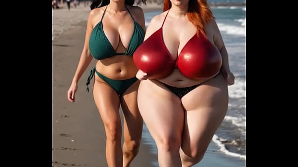 Busty friends running animation (AI Generated)