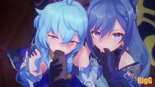 Ganyu y Kequing follan en trio /animacion de genshin impact/