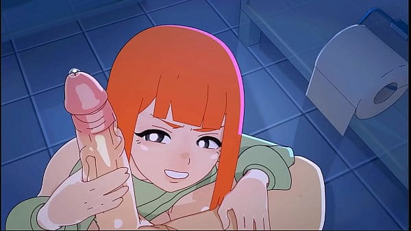 Redhead Cute Girl Incredible Blowjob In Public Bathroom  ANIME