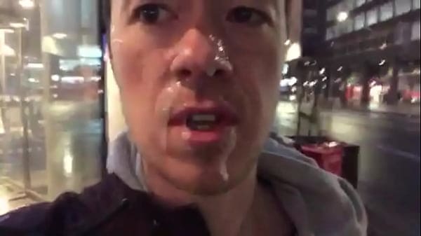 Risky public facial and cum walk!