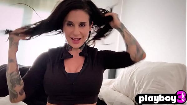 Inked MILF Joanna Angel passion masturbation after hot posing for Playboy