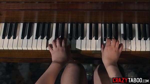 Petite lesbian teen Scarlett Alexis enjoyed pussy licking on the piano