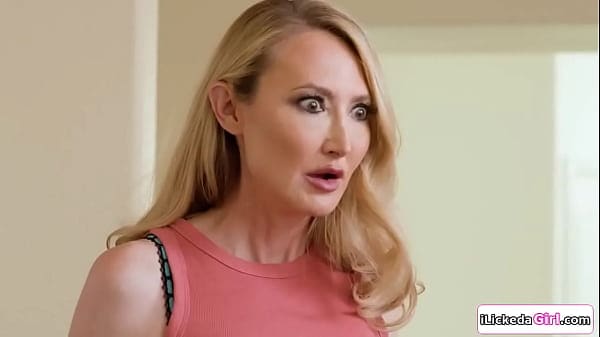 Big tits Stepmom and stepdaughter scissoring on the pillow
