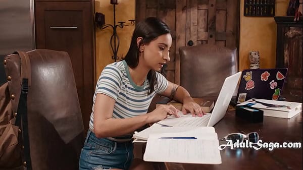 Busty Innocent Teen Caught Looking At Porn Collection On Classmate’s Laptop (Fucked Instead Of Studying)
